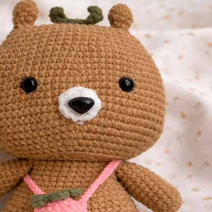 [Handmade Crochet] Kibi 🐻 — The Messenger Bear WabiSnuggle Plush