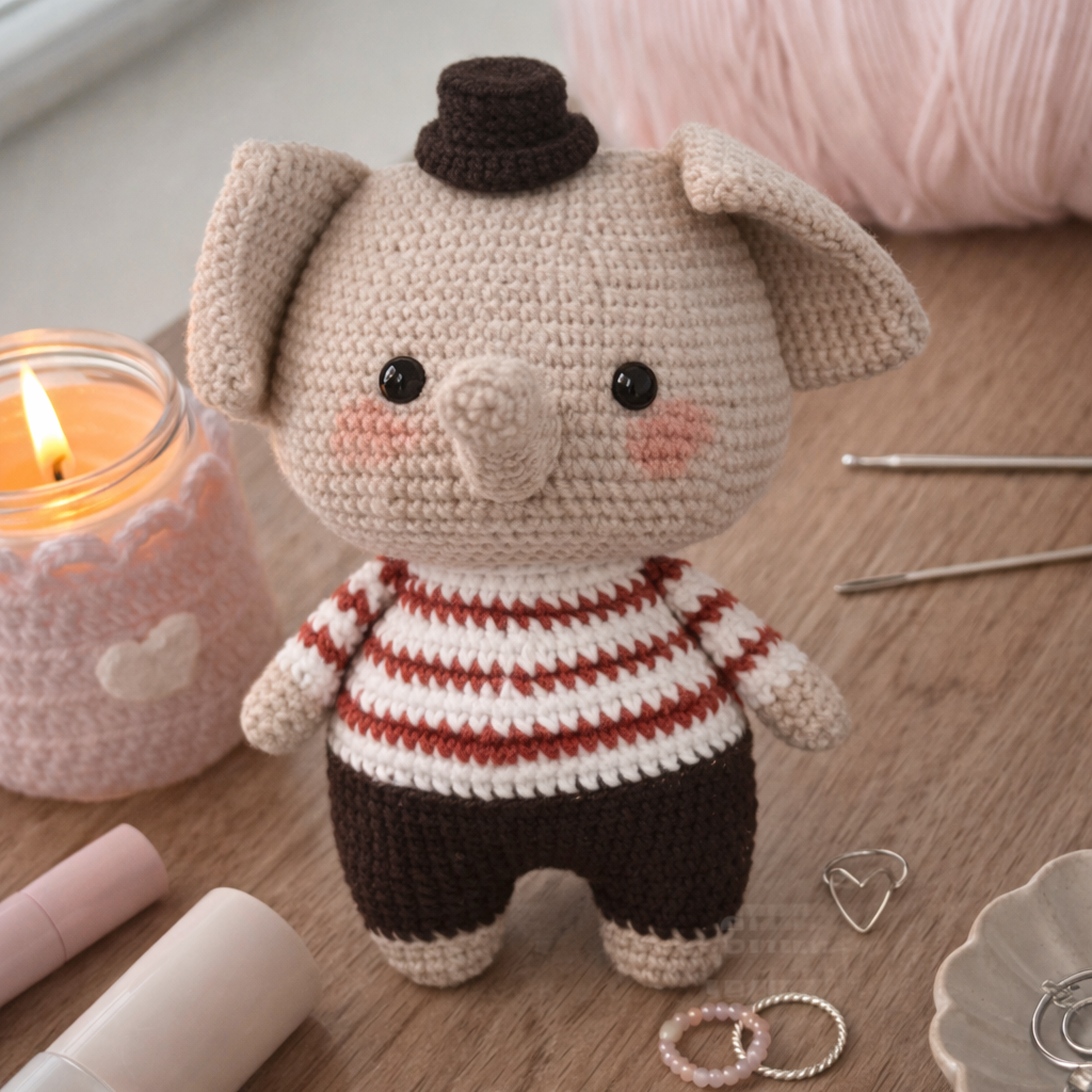 [Handmade Crochet] Ellie 🎪 — The Circus Elephant WabiSnuggle Plush