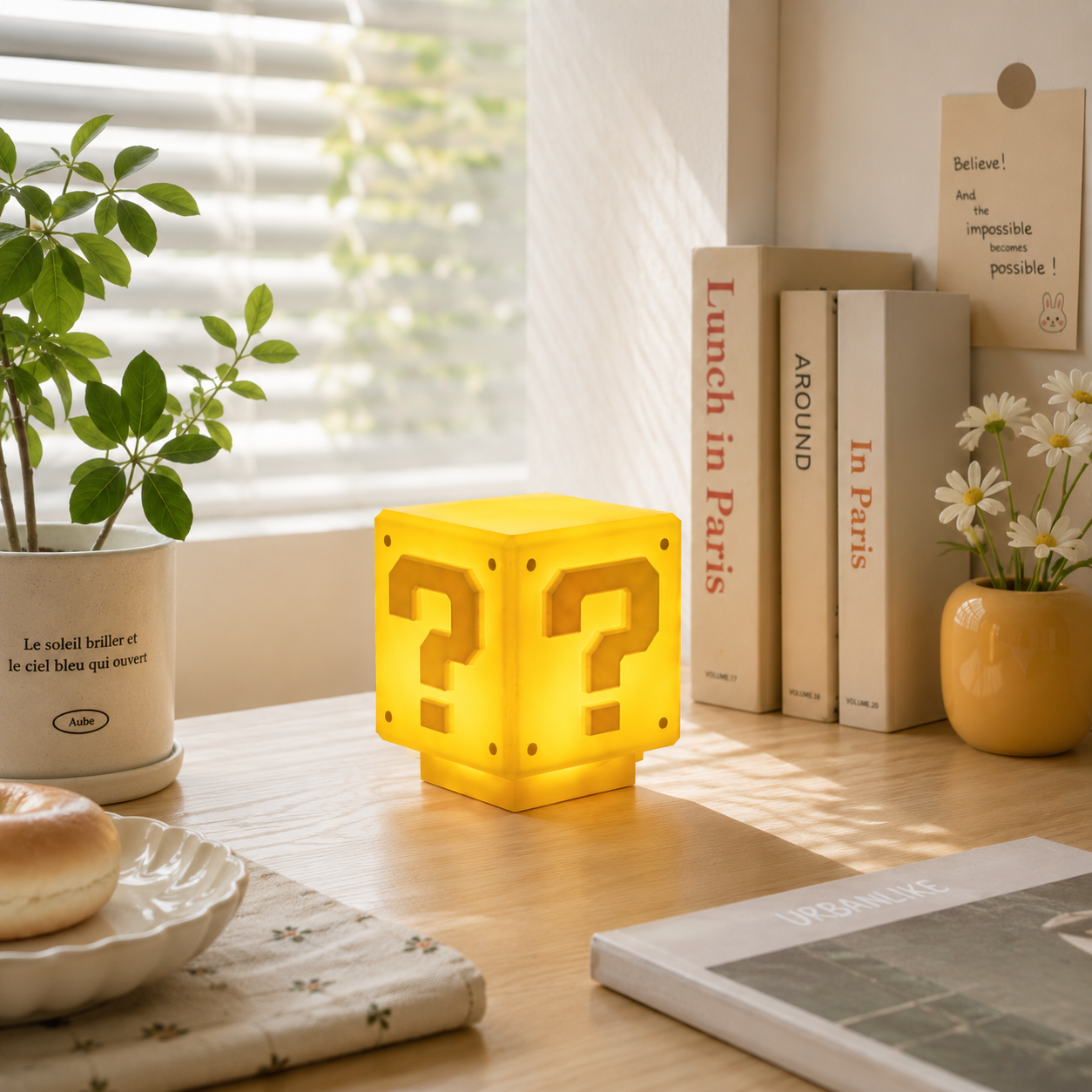 Retro Block Lamp - Mario-inspired Night Lamp